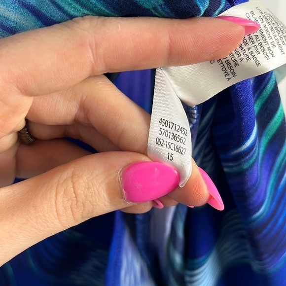 Chicos Blue Watercolor Midi Skirt Size 1 Beachy Summer - Picture 7 of 9